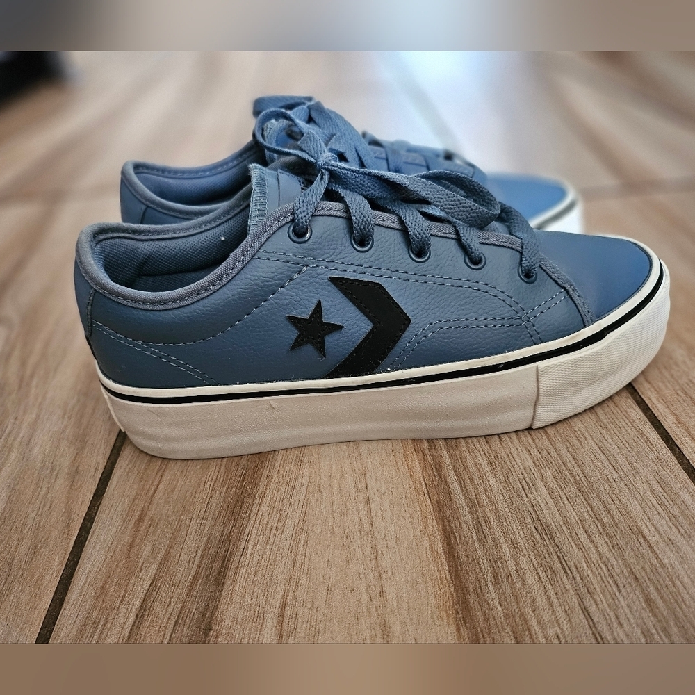 Converse Star Chevron Blue Low Top Sneakers Lace Up Casual Shoes Unisex - Picture 2 of 10